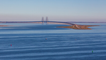 Oresund Bridge, railwey and motorway bridge, Denmark. - 494412654