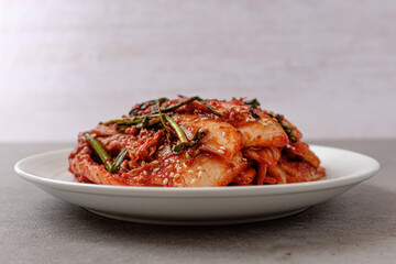Kimchi top pickled with spicy and salty seasoning and Chinese cabbage