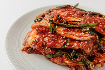 Kimchi geotjeori on a white background