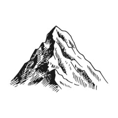 Mountain isolated on white background. Hand drawn illustration converted to vector.