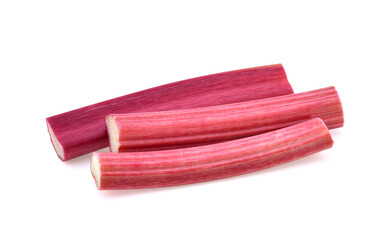 rhubarb stalks isolated on a white background