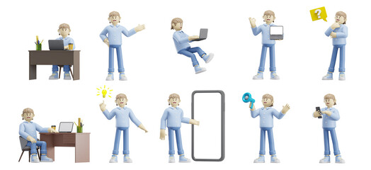 3D illustration of business characters, production in the office