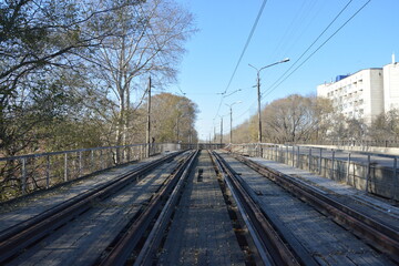 abandoned railway tram track