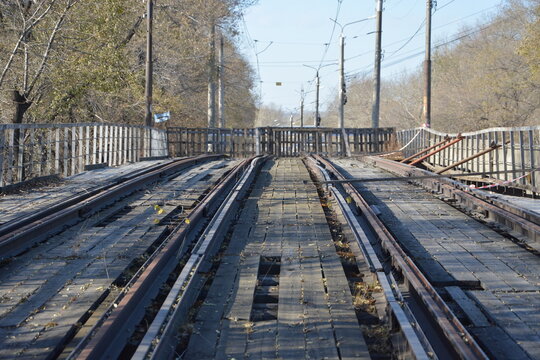 abandoned railway tram track