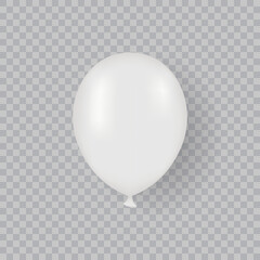 Mockup White Balloon on Transparent Background. Round Ballon Mock Up for Birthday, Party, Anniversary, Festive. Realistic Balloon. Single 3d White Air Ball. Isolated Vector Illustration