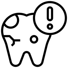 DENTAL CARIES line icon,linear,outline,graphic,illustration