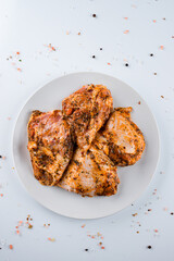 Raw meat pork, beef, chicken top view, flat lay