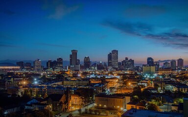 city skyline at night