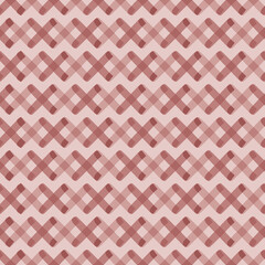 Vector pink grid, painted crosses seamless pattern