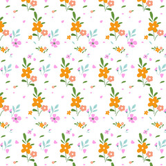 Floral pattern with small flowers. Style 50 s, 60 s . Factory textiles. seamless background with flowers