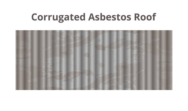 Vector seamless pattern of corrugated asbestos roof isolated on a white background. Old wavy gray carcinogenic dangerous cement asbestos sheet texture.