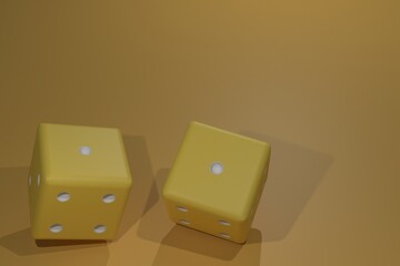 3d illustration. 3d rendered two red dice on green background