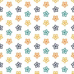 Colorful outline flowers on white background.