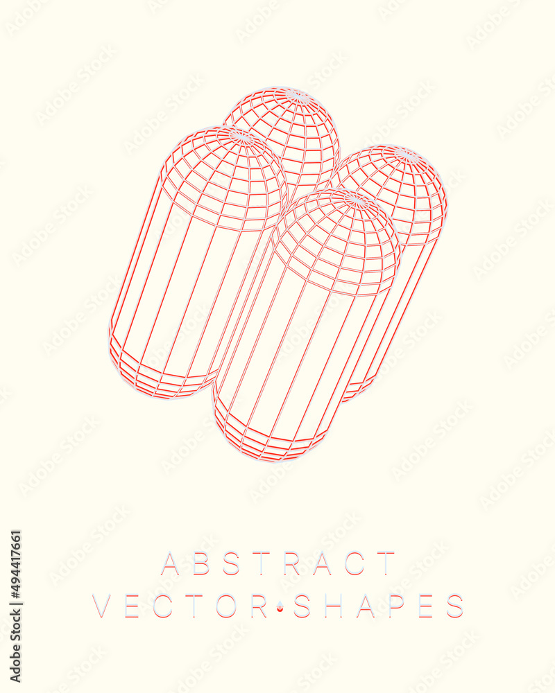 Wall mural geometric shape for design. wireframe illustration. molecular grid. 3d technology style. vector illu
