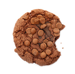 Bitten chocolate chip cookie isolated on white