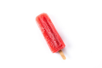 Strawberry popsicle isolated on white background	