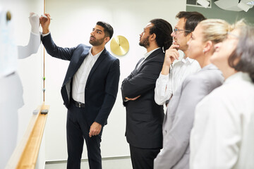 Consultant presents project planning to the start-up team