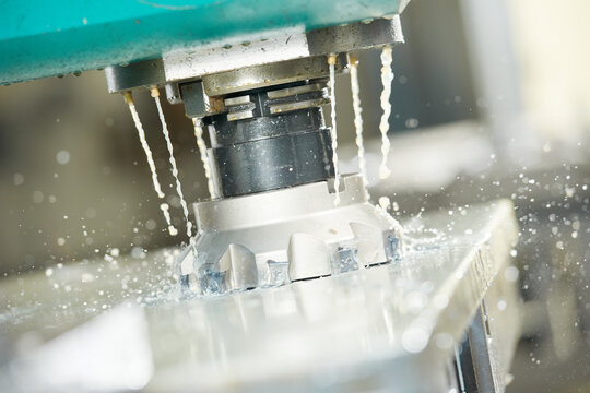 Close-up process of metal machining by mill