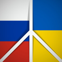White Peace icon. Conflict Ukraine-Russia. Flags of Russia and Ukraine. Reconciliation, truce in Ukraine. Design element for peace movements. Vector illustration. EPS10.