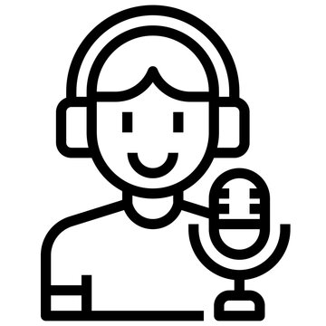 podcast host with headphones and microphone clip art preview