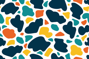 Fototapeta premium Abstract random shapes seamless pattern. Rock camouflage. Cow skin zebra giraffe. Stained glass. Vector