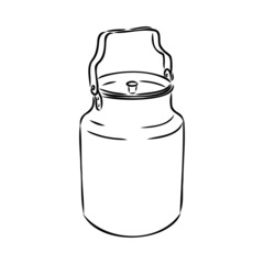Milk can illustration, drawing, engraving, ink, line art, vector