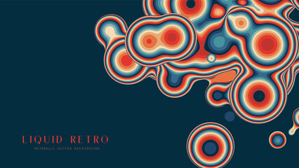 Liquid retro 3D metaball, with organic structure. Abstract vector colorful background. Fluid futurisctic shapes.