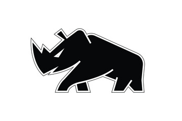 silhouette of a rhinoceros on a white background. Vector illustration