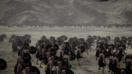 Two Big Ancient Armies Facing each other in a Battleground