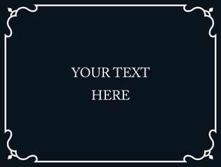 Vector vintage horizontal banner with kitschy border frame. Signboard or blackboard with chalk sign