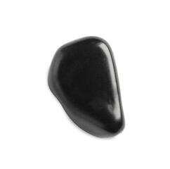 Black spa stone isolated on white, top view