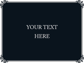 Obraz premium Vector vintage horizontal banner with kitschy border frame. Signboard or blackboard with chalk sign