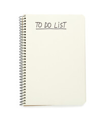 Notepad with inscription To Do List on white background