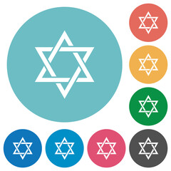 Star of David flat round icons