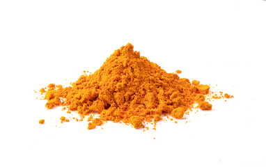 Turmaric rhizome powder isolated on the white background