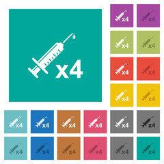 Fourth vaccine dose square flat multi colored icons