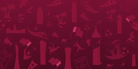 Fotobehang Creative template design for World Cup Qatar 2022, Football Background for banner, card, website, vector illustration. © Dapitart