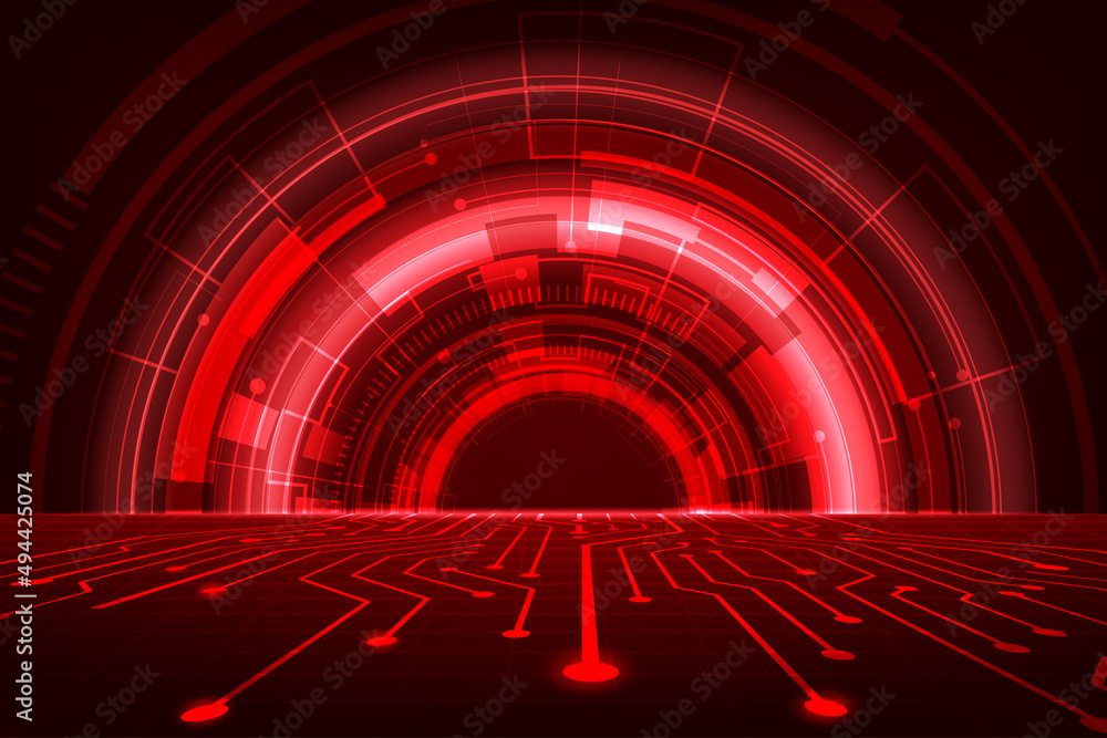 Aufkleber vector red abstract digital circuit technology with concept communication.