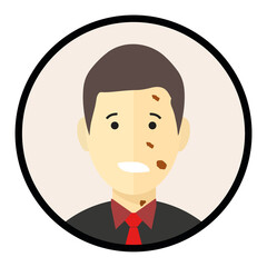 Melanoma and skin cancer awareness day in May. Flat icon with melanoma patient.