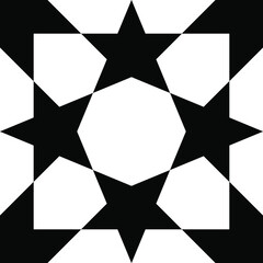 Seamless geometric ornament based on traditional islamic art. Black and white.