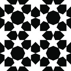 Seamless geometric ornament based on traditional islamic art. Black and white.