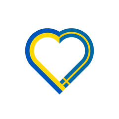 heart ribbon icon of ukraine and sweden flags. vector illustration isolated on white background