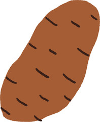 Potato Hand Drawn Cartoon Colored Illustration
