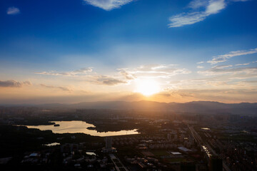 Beautiful urban landscape after sunset