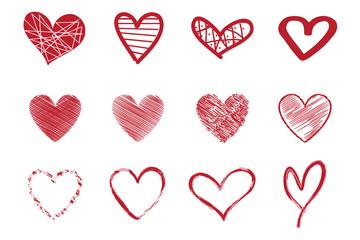 Heart contour vector. Red hand drawn love icon isolated. Paint brush stroke heart icon. Hand drawn vector for love logo, heart symbol, doodle icon and Valentine's day. Painted grunge vector shape