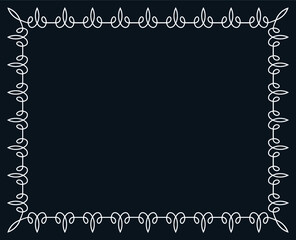 Vector black background with border frame. Rectangular horizontal blackboard, billboard, web banner, card, plaque, signboard, sticker or label design