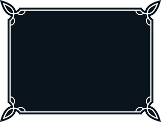 Vector black background with border frame. Rectangular horizontal blackboard, billboard, web banner, card, plaque, signboard, sticker or label design