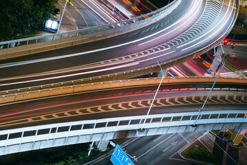 Overpass of the light trails, beautiful curves.