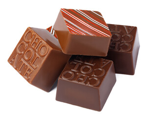 Chocolate sweets on a white background