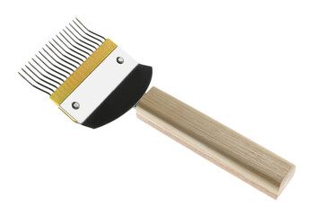Uncapping fork isolated on white. Beekeeping tool